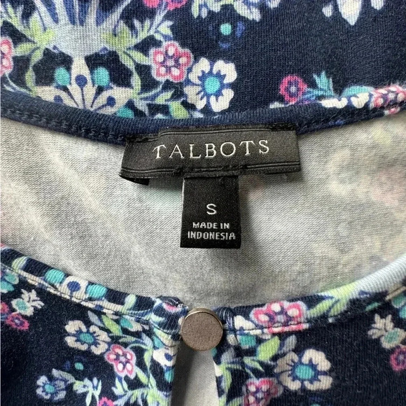TALBOTS | NWOT | SLEEVELESS COTTON MAXI DRESS FLORAL NAVY BLUE | SIZE: SMALL - Picture 9 of 9